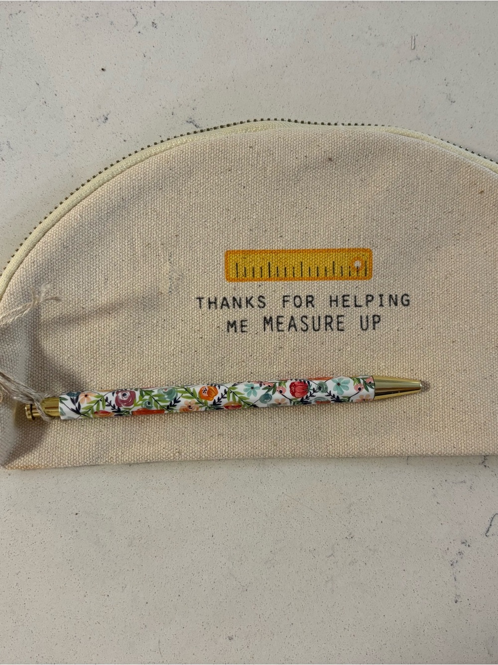 Mud Pie Cream Canvas Pen Pouch for Teacher gifts